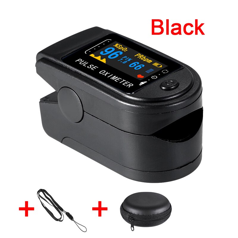 Oxímetro Oled SPO2 PR PI RR De pulso De Dedo con oxímetro De ritmo respiratorio Dedo con caja: Black box