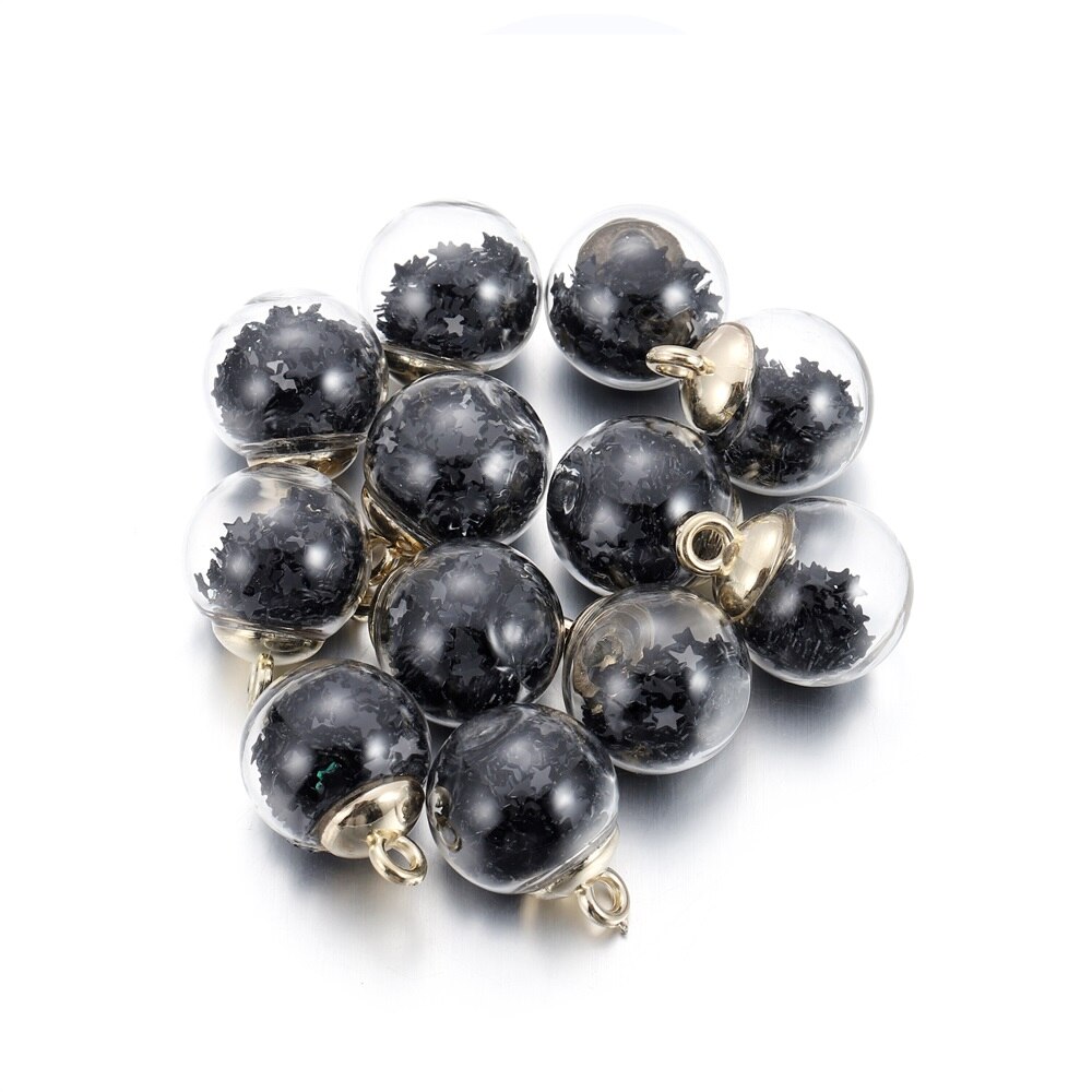 10 Uds. De cuentas de estrella de bola transparente de cristal de 16mm, dijes de lentejuelas, colgante para pulsera, collar, accesorios para hacer joyería DIY: Bañado en rodio de imitación