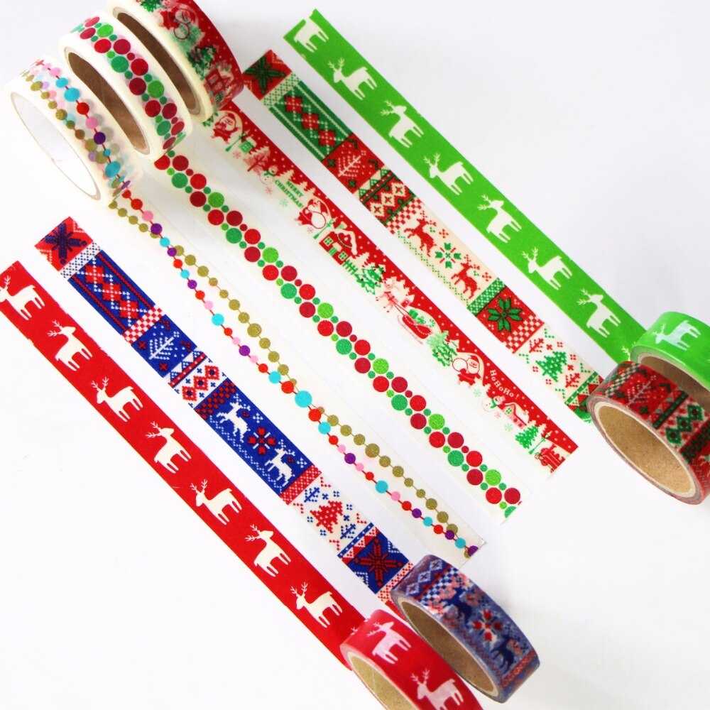 7 Rolls Kerstmis Thema Winter Washi Tape Set Decoratie Papier Masking Tapes Plakband DIY Scrapbook Sticker, 15mm * 5 m
