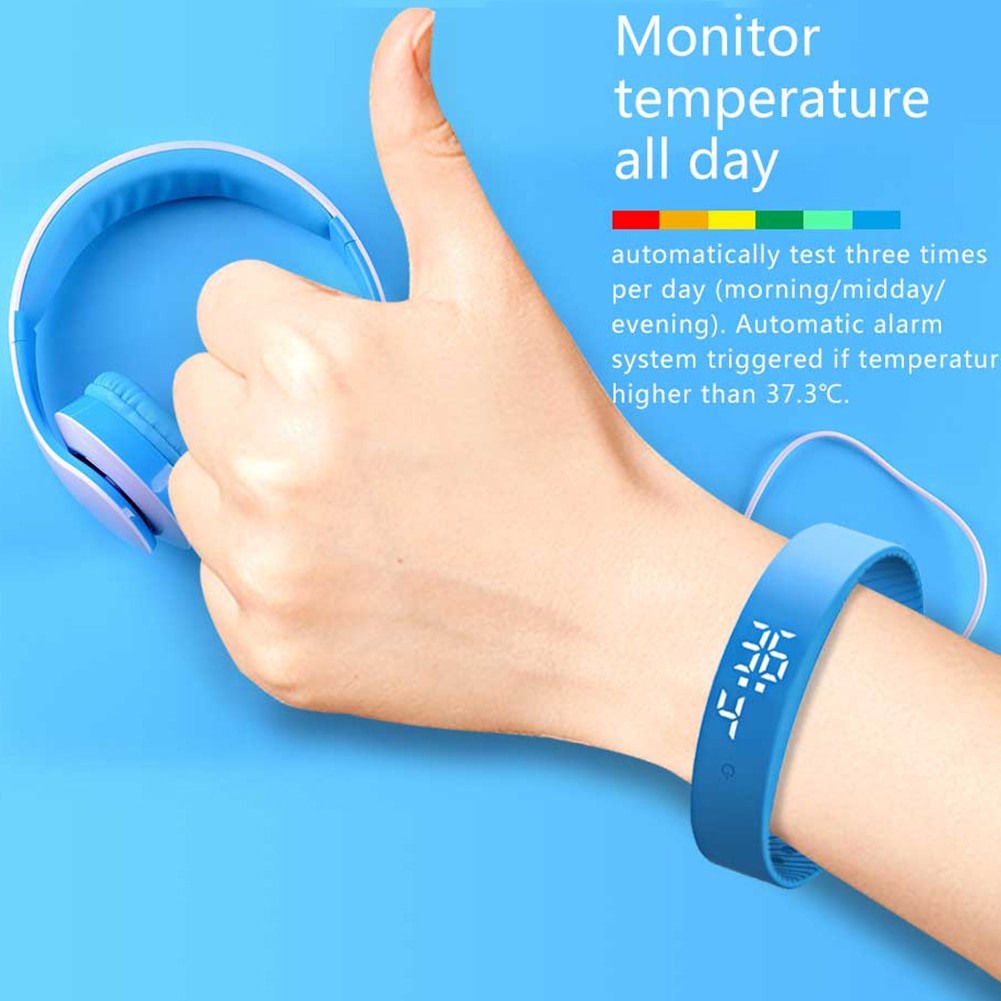 Temperatuur Meten Smart Armband Koorts Monitor Gezondheid Fitness Smart Horloge Led Display Digitale Horloge Voor Mannen Vrouwen Kids