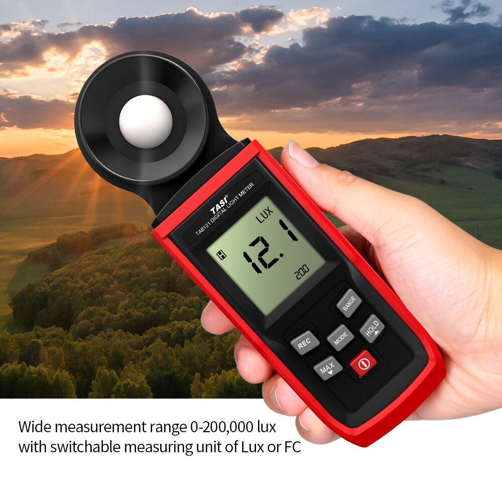 TASI luminomètre photomètre numérique tenu dans la main LCD luxmètre illuminomètre 0-200000 Lux avec Max/Min de maintien des données