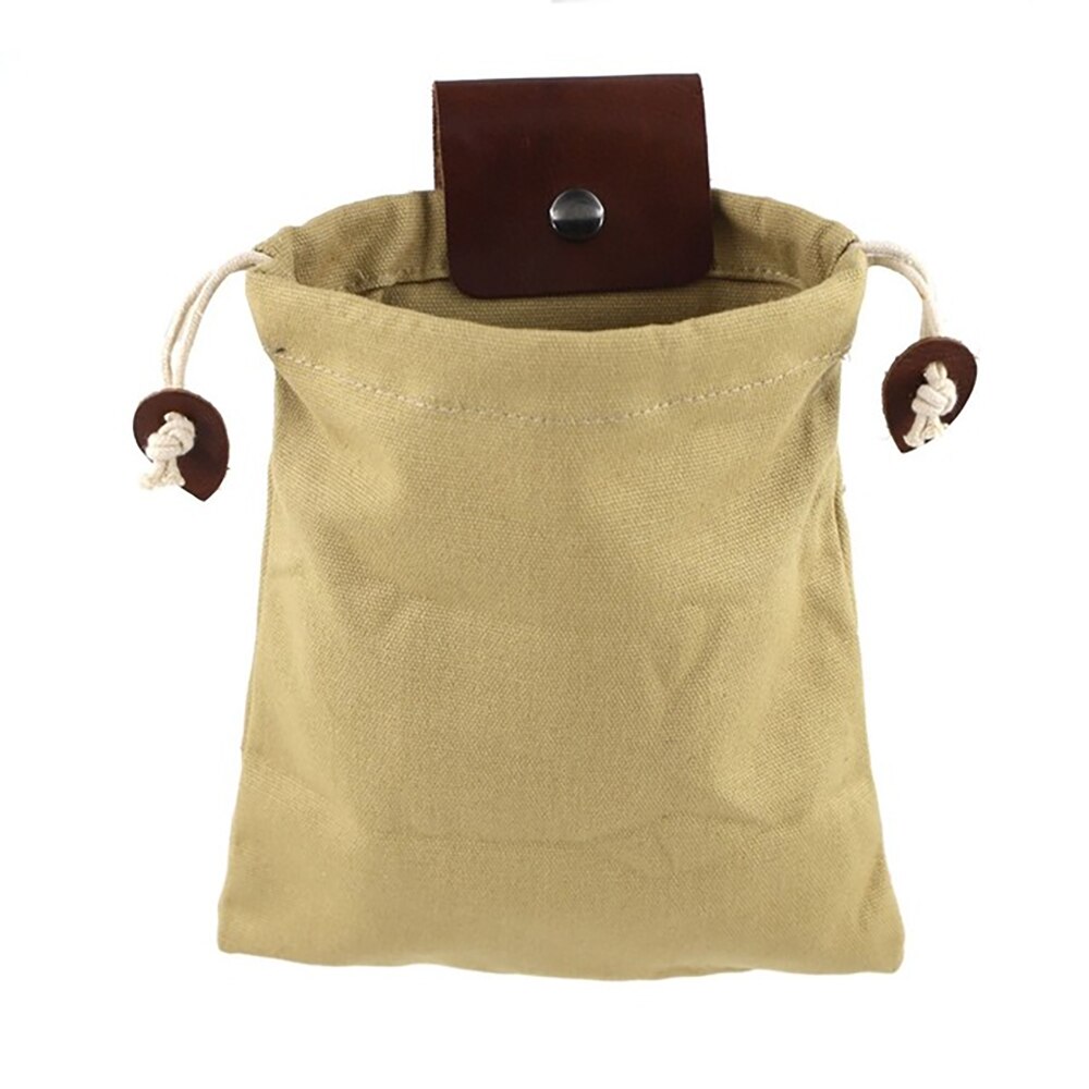 Bush craft – sac en toile en cuir PU, pochette de recherche de nourriture, sac de randonnée Camping pique-nique, ceintures sacs de rangement outils de plein air haute capacité: khaki