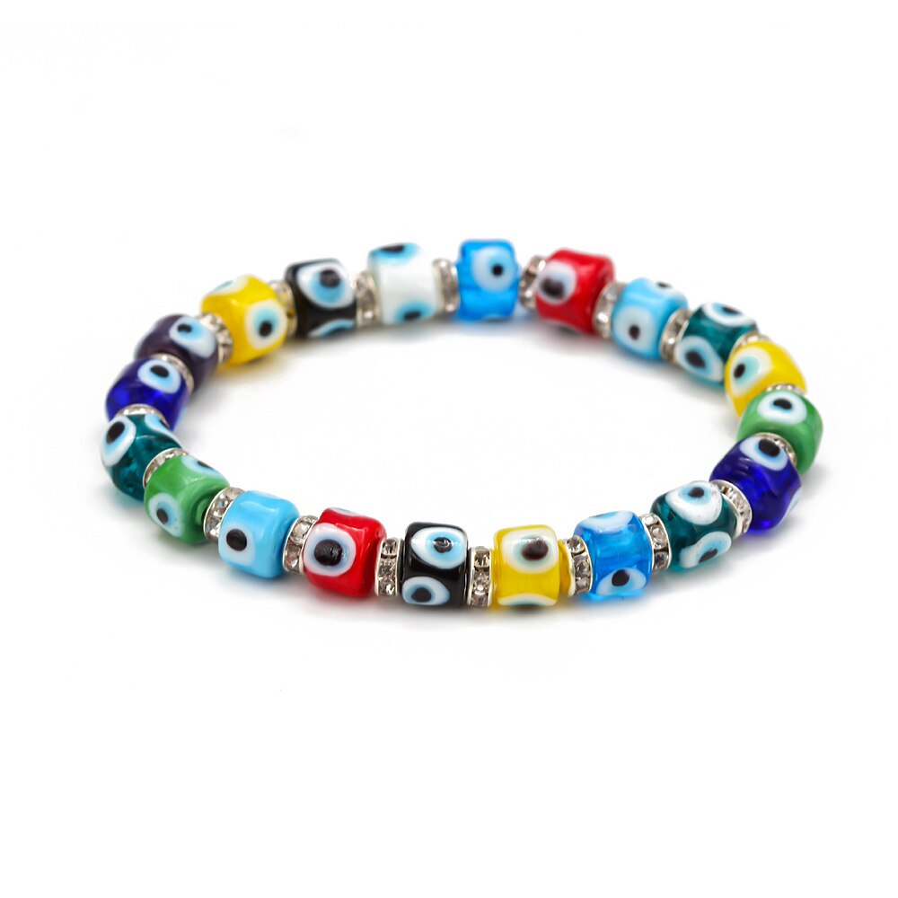 Lucky Eye Multi Color Glass Turkish Evil Eye Beads Bracelet Adjustable Chain Bracelet for Women Female Jewelry BE61: 2