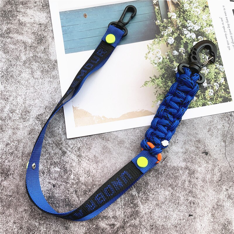 Landyard Mixed Color Phone Chain Nylon Strips Premium Hand Made Lanyard Personality Accessories Bag Strap Trousers Decoration: blue  60cm