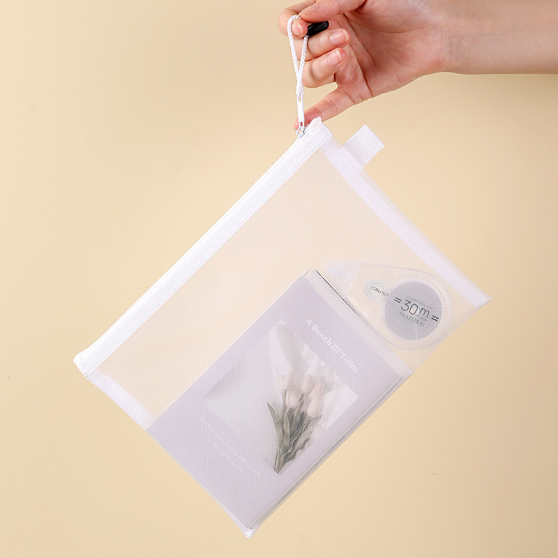 Bolsa de archivo de malla de nailon A4 A5 A6, bolsa de información de papel de prueba con cremallera transparente, bolsa para bolígrafos de estudiante de oficina, bolsa para sujetos, bolsa de almacenamiento de rompecabezas