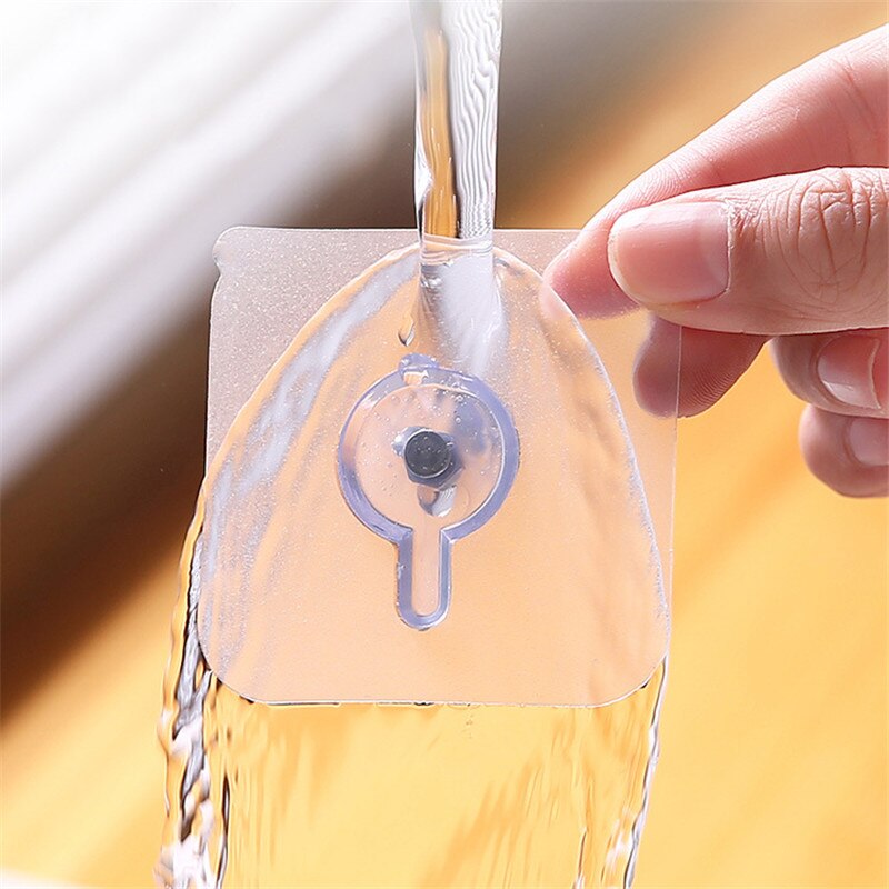 4Pcs PVC Strong Adhesive Nails Wall Poster Seamless Wall Hook Waterproof Durable Transparent Kitchen Bathroom Screw Hook Hanger