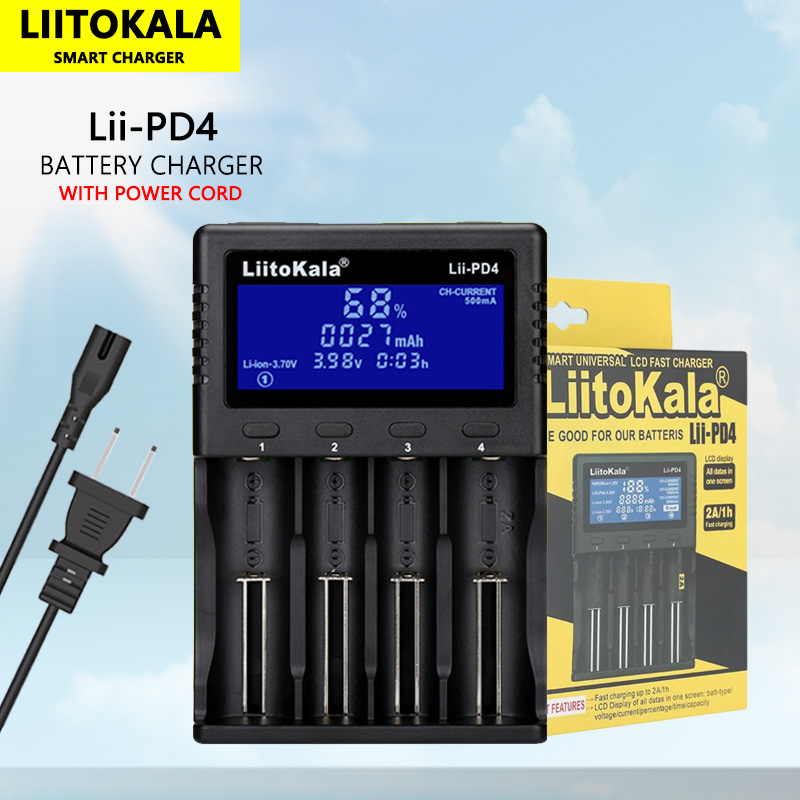 LiitoKala Lii-S12 Lii-S8 Lii-PD4 Lii-PD2 Lii-500S 3.7V 18650 18350 Battery Charger Auto-Polarity Detect 26650 21700 1.2V AA AAA