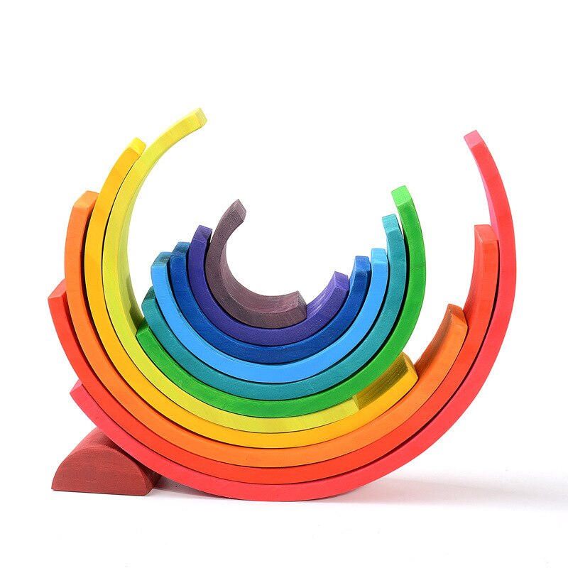 Arcobaleno Blocchi Di Legno Giocattolo blocchi di Accatastamento Stacker FAI DA TE Educativi Montessori Giocattolo Di Natale regali di compleanno