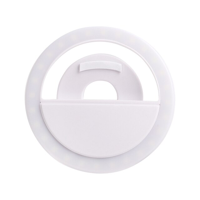 Draagbare Selfie Ring Licht Telefoon Flash Vullen Licht Led Camera Clip-On Telefoon Selfie Lamp Video Enhancing Up usb Oplaadbare: White