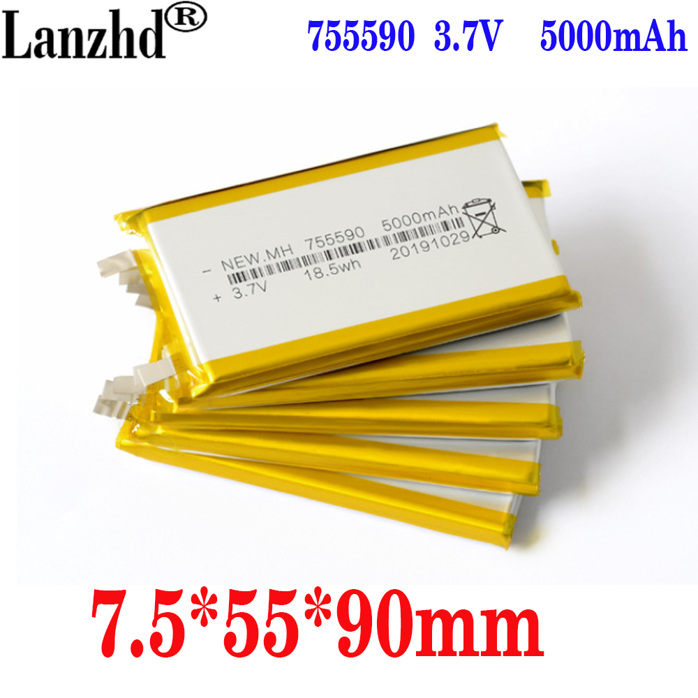 1-10 stücke 3,7 V 5000mAh Lithium-Polymer LiPo Batterie zellen Für Mp3 Power bank PSP handy PAD protable tablet PC 755590