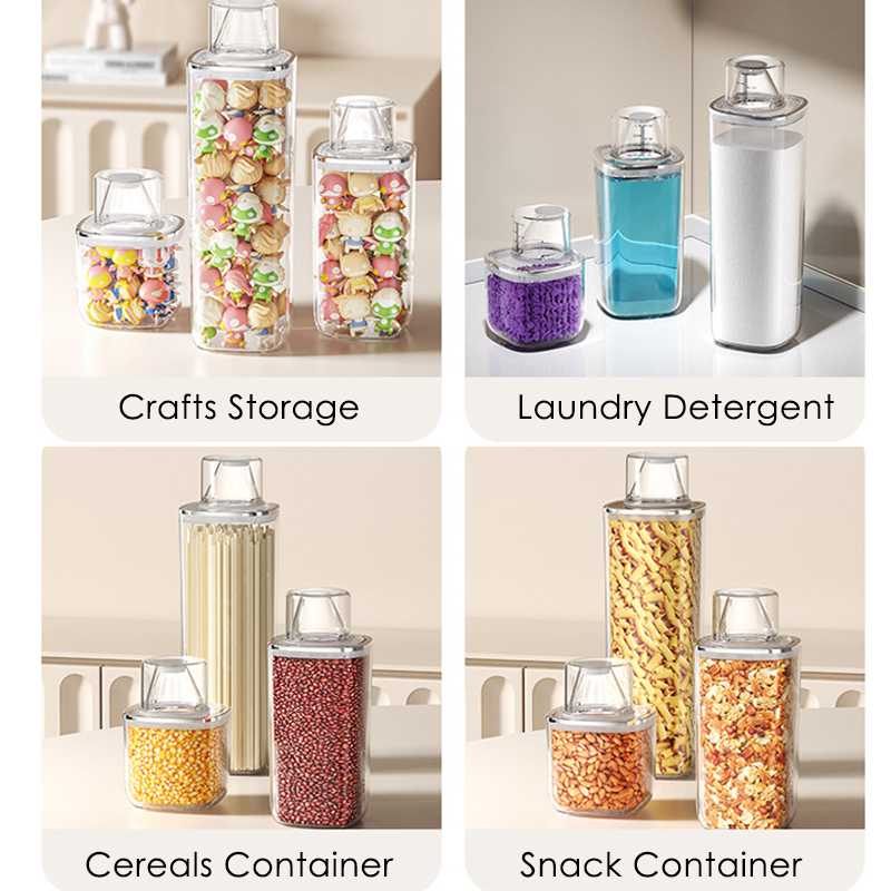 Contenedor hermético de plástico para almacenamiento de alimentos, caño de vertido, tarro transparente para cereales, nueces, frijoles, caja de almacenamiento, organizador de despensa de cocina