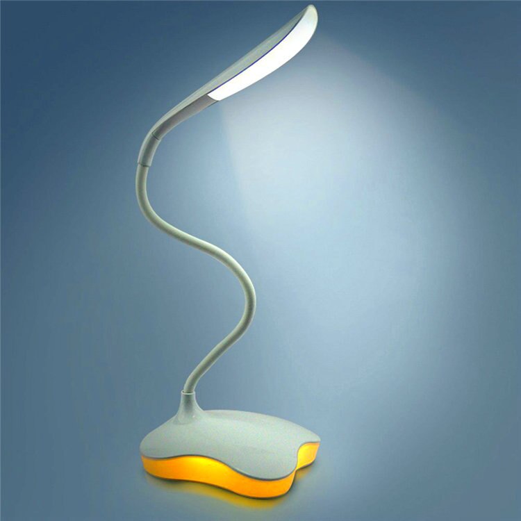 2 in 1 3 Niveau Dimbare Clover LED Lezen Studie Bureaulamp Flexibele Oogbescherming Verlichting Nachtlampje Oplaadbare Tafellamp: Geel