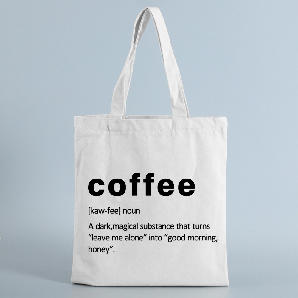 Coffee Definition Canvas Shopping Bag Women's Tote Bag Korea Original Cute Girl School Students Shoulder Bags Travel Bag: Default Title