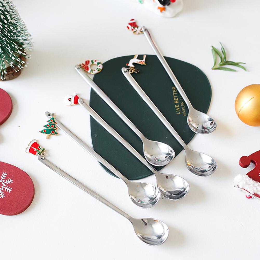6Stck Weihnachten Löffel einstellen Mini Goldene Teelöffel innovativ Kaffee Löffel Rühren Löffel Zucker Löffel Teelöffel Für Weihnachten