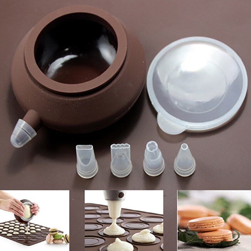 Macaroon Kit Macaron Silicone Mat Non-Stick Baking Mold Set 5pcs Nozzles Macarons Decorating Kit Heat Resistant Baking Tools