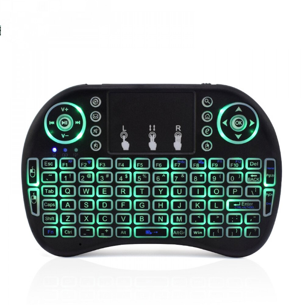 I8 3 colori retroilluminati 2.4G tastiera Wireless Air Mouse inglese russo spagnolo Touchpad palmare per Android TV BOX Max plus