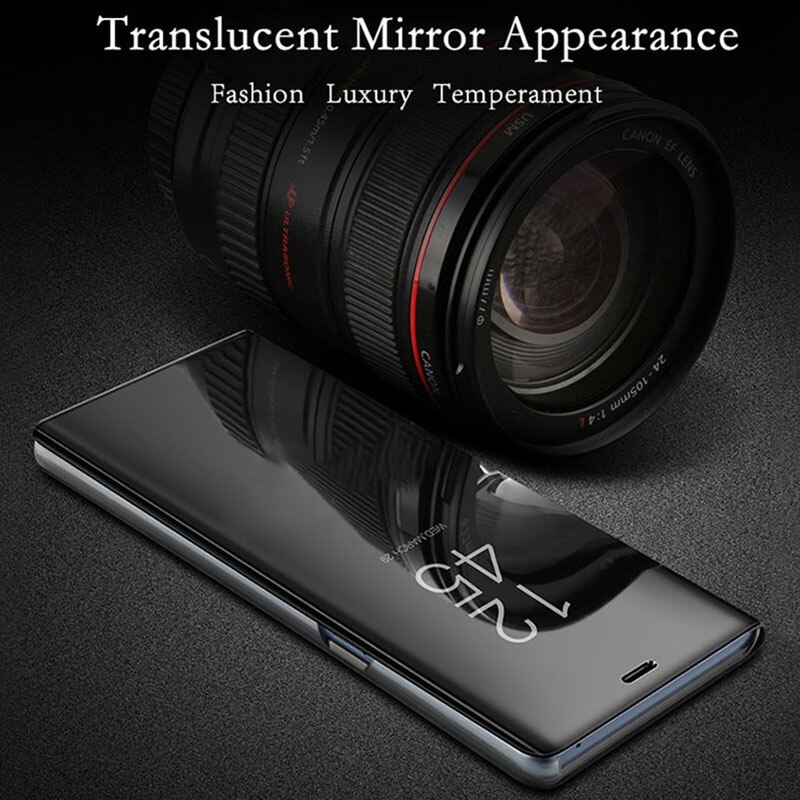Spiegel View Smart Flip Case Voor Huawei Y9 Luxe Originele Magnetische Fundas Y 9 Y92018 FLA-LX1 Fla LX1 Op lederen Telefoon Cover