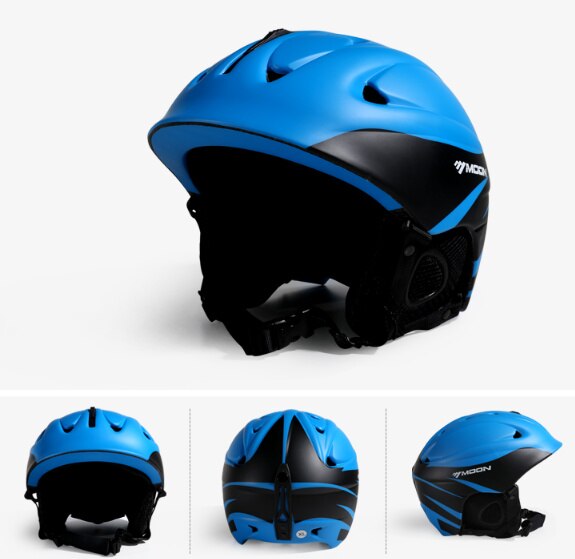 Moon skidhjälm skidåkning sport snösäkerhet bra hjälm för män utomhus vinterskidhjälm  ms86: Blå hjälm / M