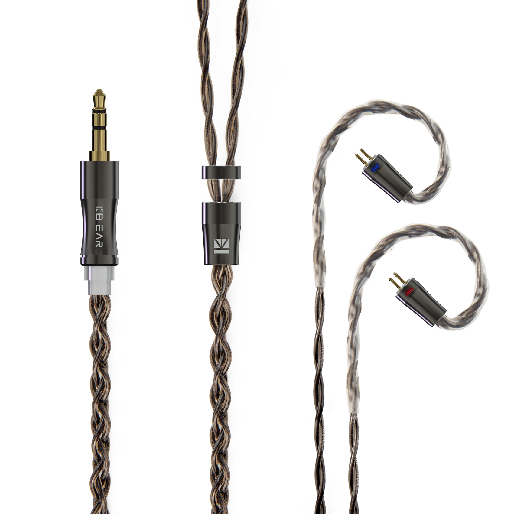 KBEAR Hazy 6N grafeno + aleación de cobre-plata Cable de actualización trenzado mixto Cable de auriculares MMCX/conector de 2 pines 3,5mm/2,5mm/4,4 m: Olive