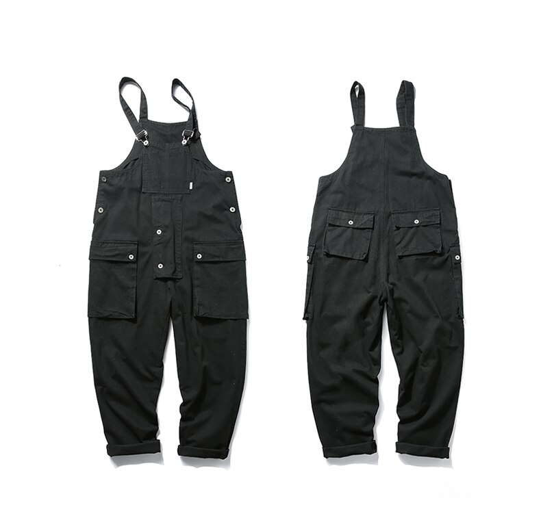 77 stadt Mörder Fracht Multi-Tasche Bib Overalls Männer Amerikanischen Streetwear Arbeit Jogger Männlichen Overalls Casual Oversize Bib Hosen: S / Black