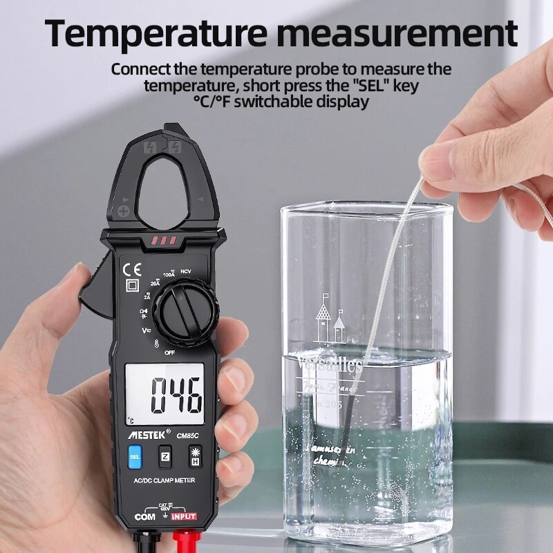 Clamp Meter Auto Range 100A 600V NCV High Precision Non-Contact Protable Clamp Meter Send Temperature Probe And Clip