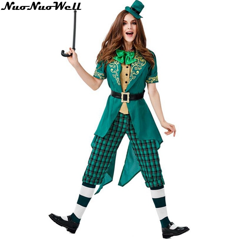 Volwassen Vrouwen Lucky Charms Kabouter Ierse Party Dress St Patrick Dag Kostuum Outfit met Hoed en Sokken