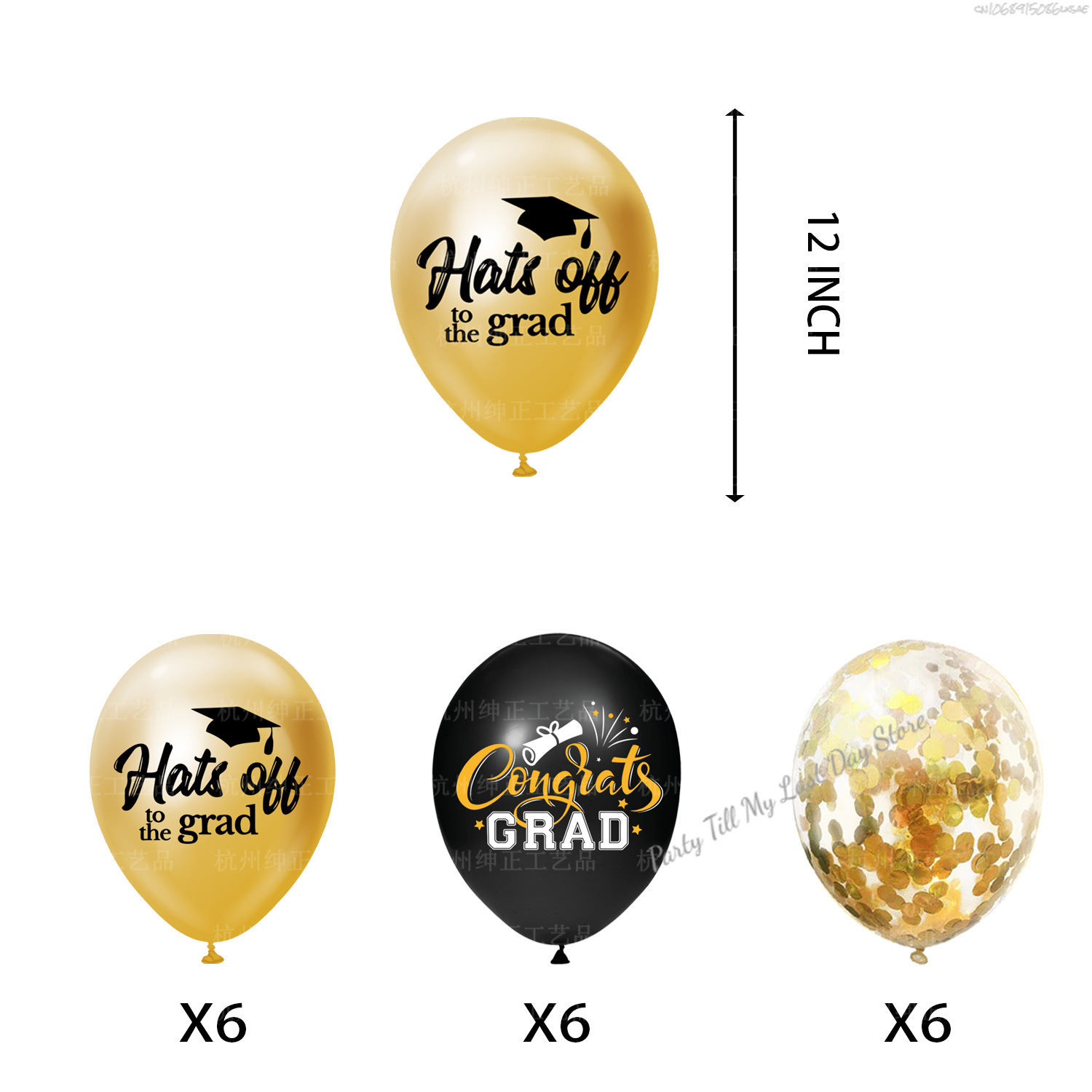 14 stk. lykønskningballoner guld sort latexballon med konfetti dimissionsfest dekoration tilbehør dimittend: I alle regnbuens farver