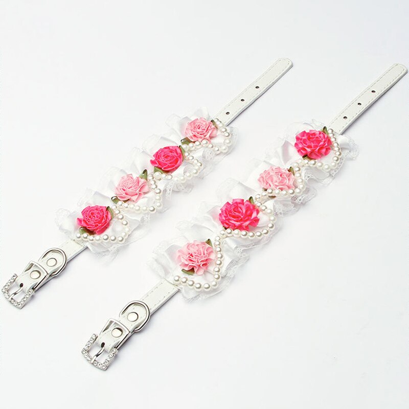 Pets Supplies Lace Pearl Decoration Cute Bichon Frise Teddy Puppy Dog Cat Collars Handmade Flowers For Kitten Pet Accessories