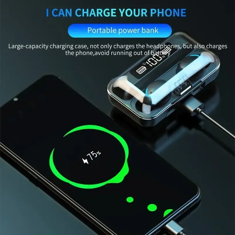 F9 Bluetooth headphones 9D stereo high bass sport earphones handfree touch control TWS wireless earbuds waterproof headset