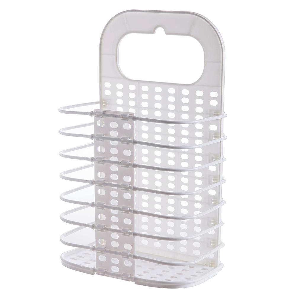 Foldable Laundry Basket Plastic Wall Dirty Clothing Storage Basket Home Portable Large Laundry Hamper Home Organizer Space Save: Ivory
