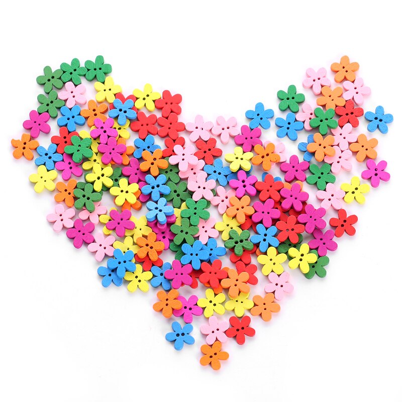 100 Sunflower Plum Buttons 15 Mm 2 Hole Wooden Decorative Sewing Buttons Suitable For Sewing Scrapbook Crafts DLY Decoration