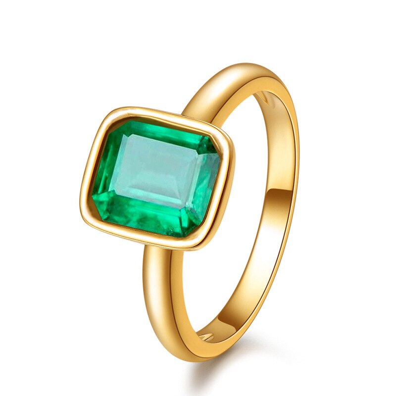 Retro Quadrat Grüne Stein AAA CZ Gold Gefüllt Ring vintage Hochzeit Engagement Schmuck Zirkonia: 6