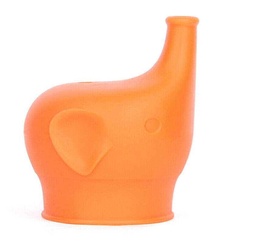 Kids Siliconen Sippy Deksels Reuseable Rekbaar Lekvrij Voor Flesvoeding: Orange Elephant