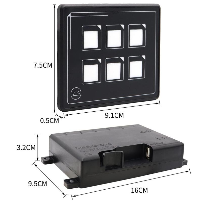Dc 12V 24V 6 Gang Touch Screen Switch Panel Slim Touch Bedieningspaneel Doos Met Backlight Voor Auto marine Boot Caravan