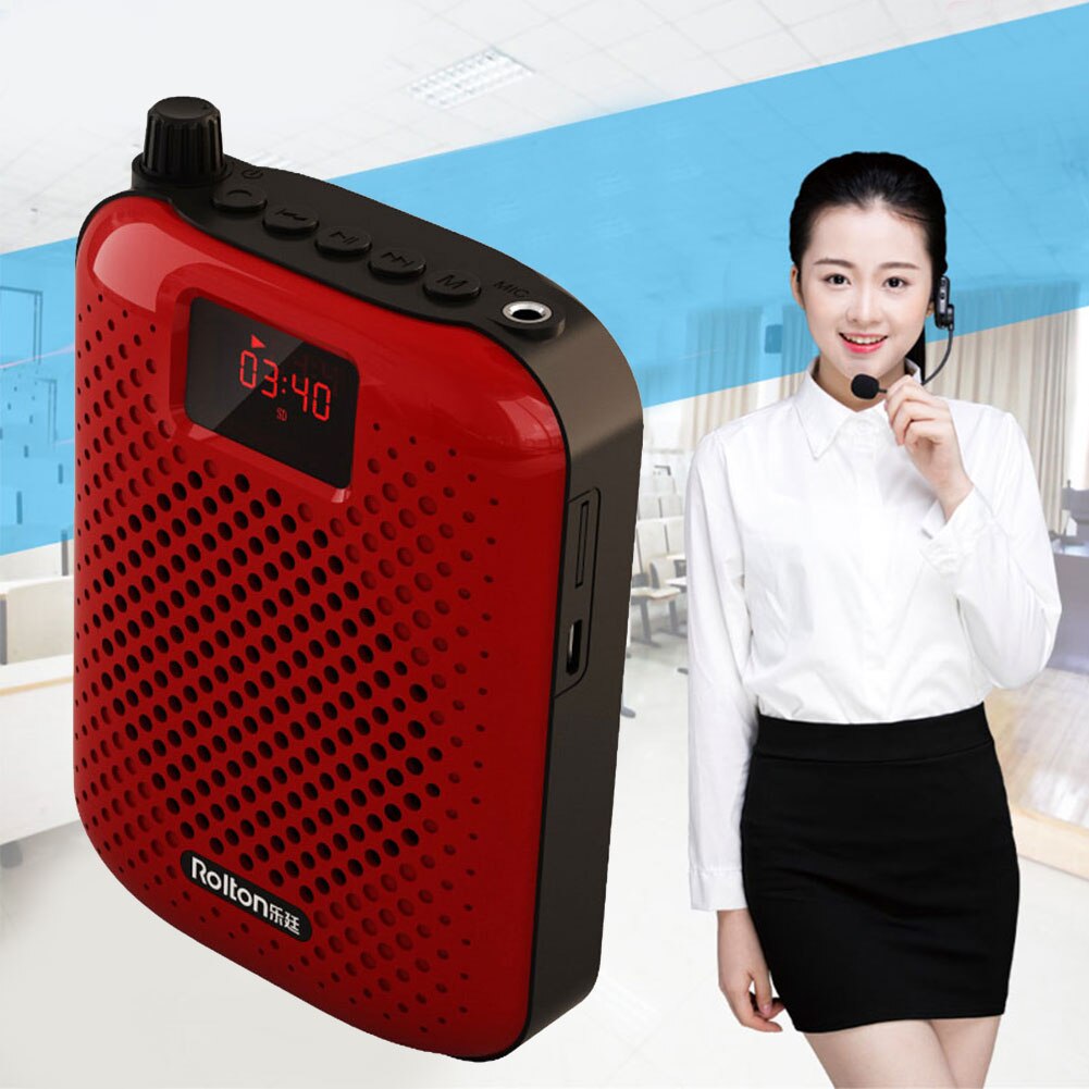Microfono didattico durevole pratico altoparlante Bluetooth amplificatore vocale ricarica USB guida facile da usare super potenza portatile: rosso
