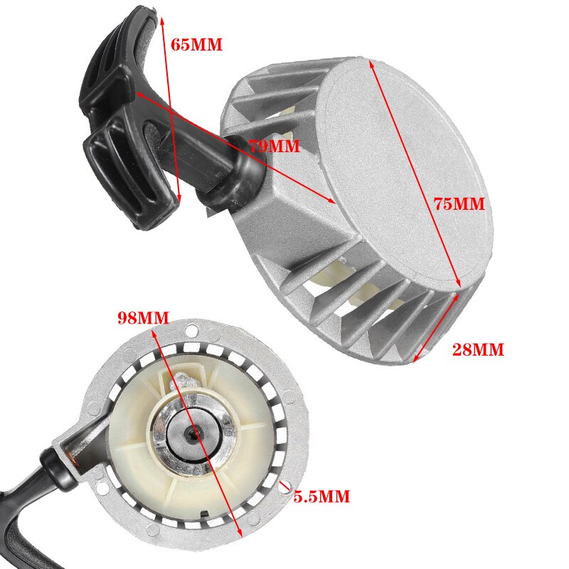 49cc terrengkjøretøy metall håndstarter pull starter rekyl start for 2 stoke mini smusslomme pit bike moto atv quad