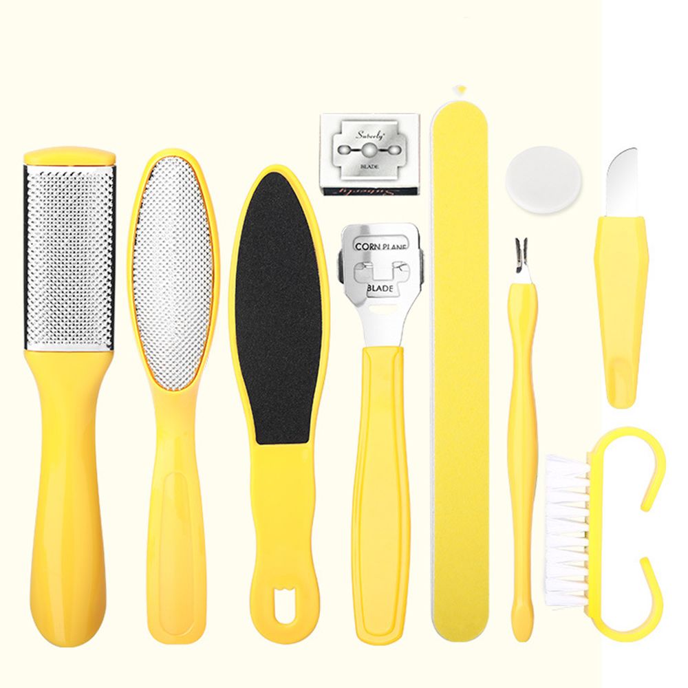 Juego de herramientas profesionales de pedicura, limas para los pies, removedor de callos para el cuidado de los pies, lima de uñas, removedor de piel dura, 8/10 piezas: yellow 10pcs