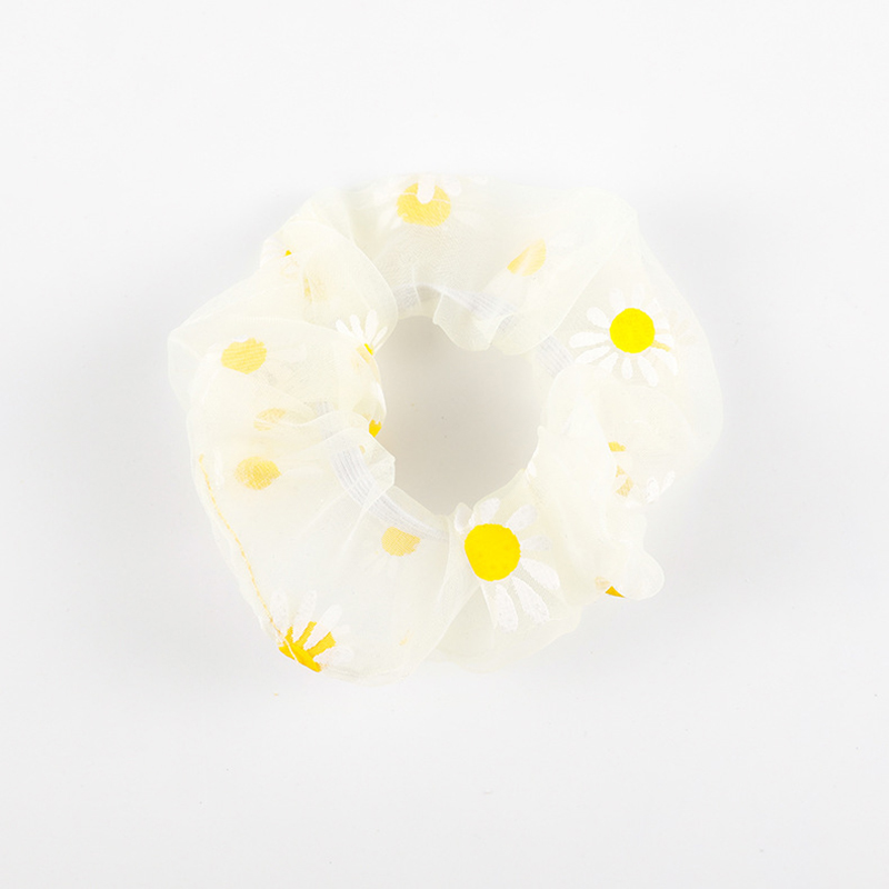 Scrunchies de malla con flores bordadas para mujer, cuerda para el cabello rosa y azul, tul transparente, lazos para el cabello de Organza, accesorios románticos para el cabello: Verde claro