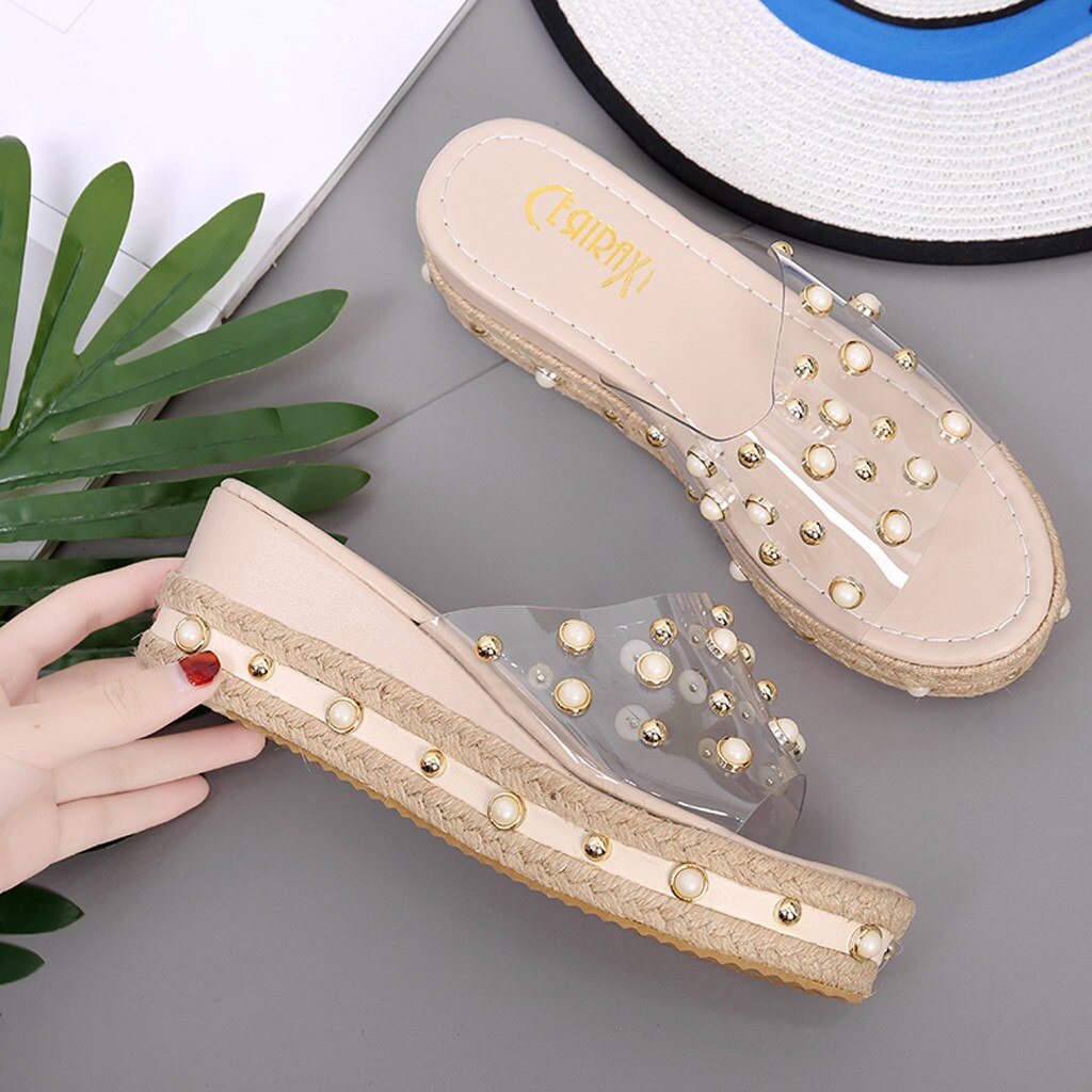 Mode Jelly Sandalen Zomer Candy Slippers Vrouw Schoenen Flats Dames Womens Zapatos Mujer Slip Op Parel Strand Wiggen Gelei Schoen