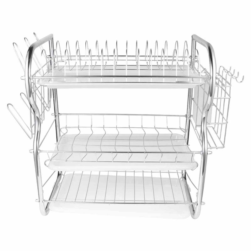 3 schicht Abtropfgestell Eisen Kunst Küche Besteck Ablauf Gestell Utensilien Lagerung Organizer Rostfrei Gerichte Platten Organisation Regal
