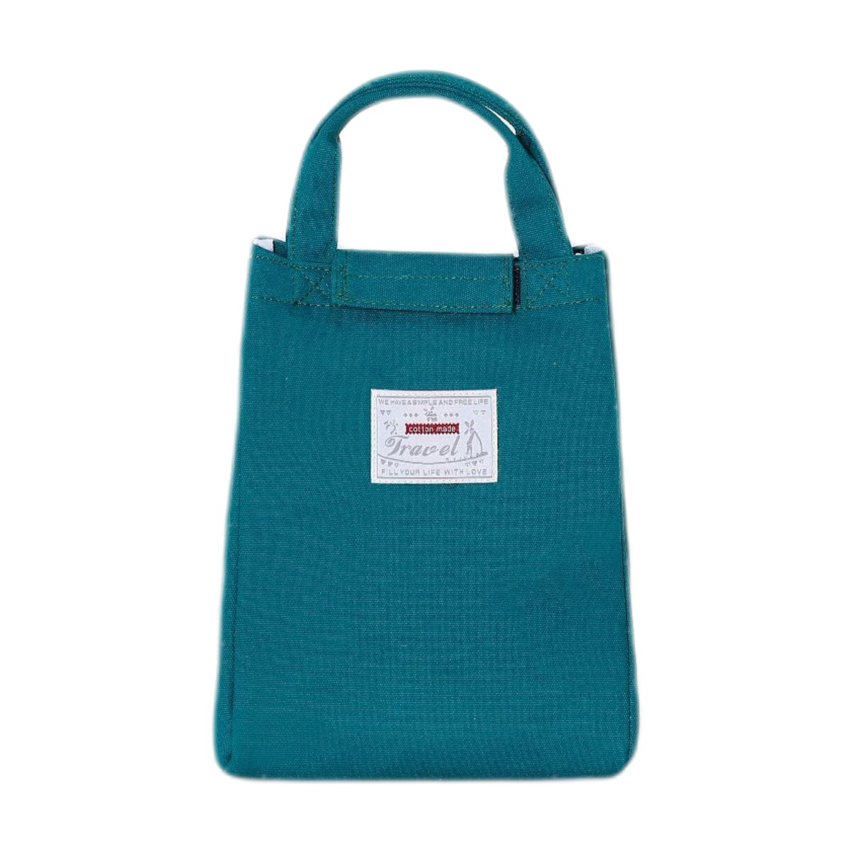 Alla moda della Tela di Canapa Pranzo Borsa Per Adulti Bambini Scatola di Pranzo Portatile Borse Pic-nic Da Viaggio di Scuola Addensato Grande pacchetto di Isolamento Tote: green
