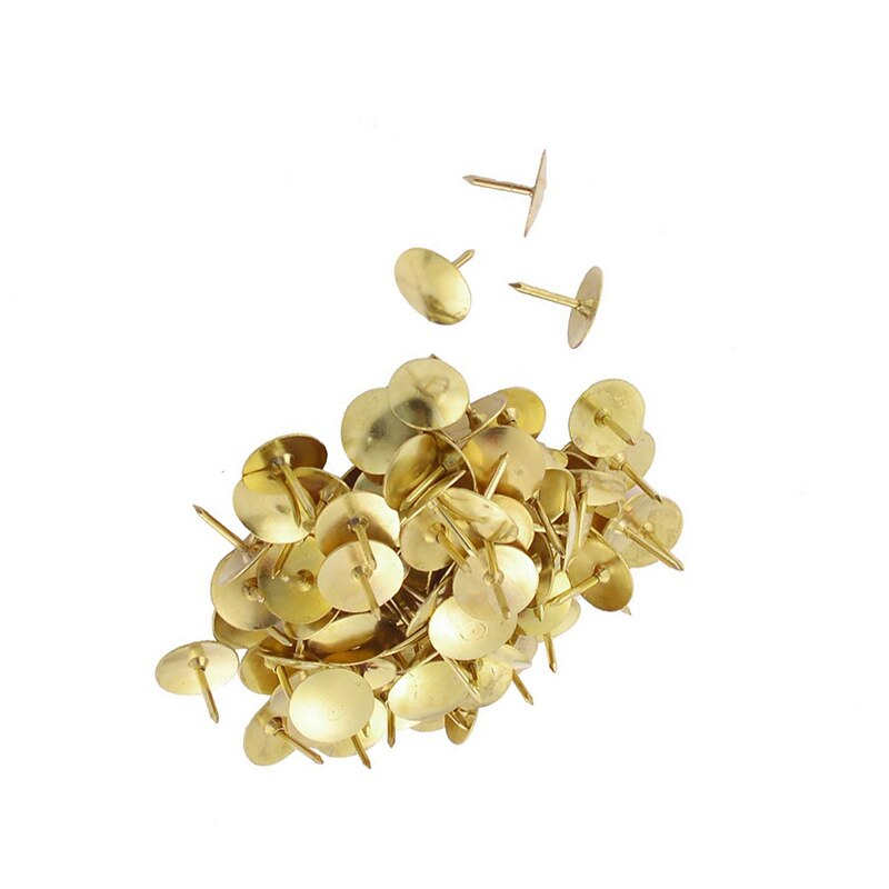 100 Pcs Pack Office Gold Tone Thumbtacks