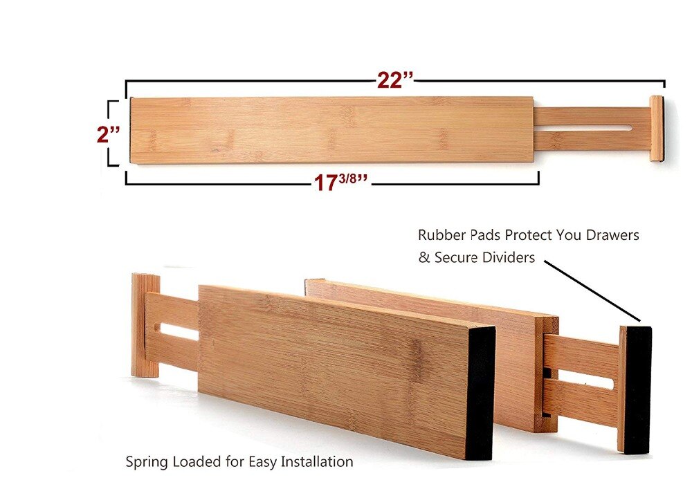 DuneDesign Bamboo Organiser with Drawer - 36x17x16 Drawer Box for Bathroom Kitchen Office - Desk Box