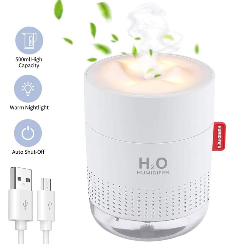 500ml przenośny ultradźwiękowy nawilżacz ze wzorem ośnieżonych gór H2o Usb aromat dyfuzor powietrza z romantyczną lampą nocną Humidificador dyfuzor