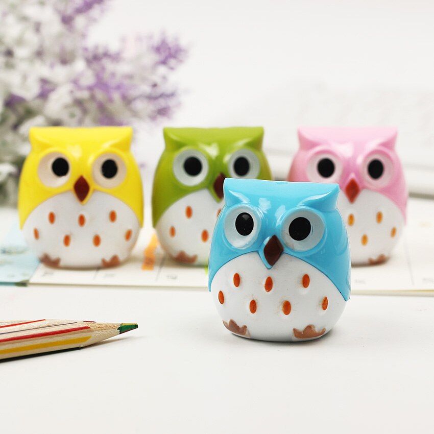 Mini Kawaii-sacapuntas con forma de búho, material escolar de papelería para estudiantes, 1 unidad