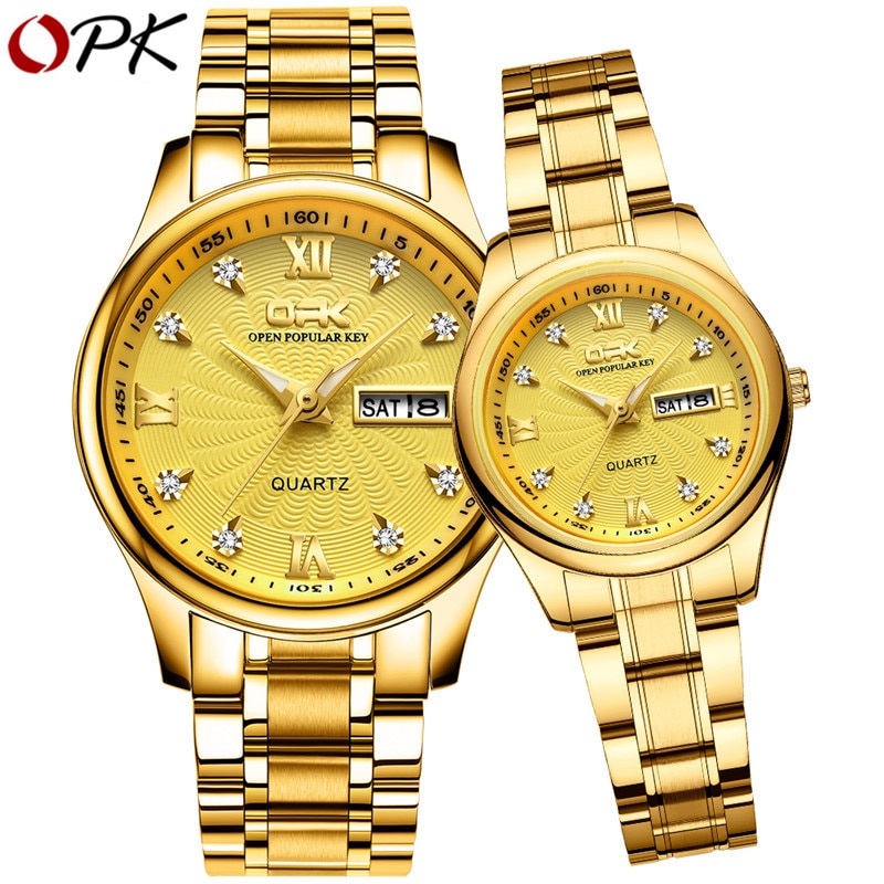 OPK montre Couple montre Quartz montres Simple montre de luxe étanche affaires montre-bracelet lumière confortable pour amant montre