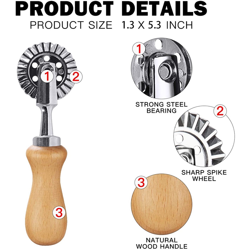 Pastry Wheel Cutter - Pasta Cutter Wheel - Ravioli Crimper Cutter Wheel Dough Cutter for Kitchen Pasta Accessories
