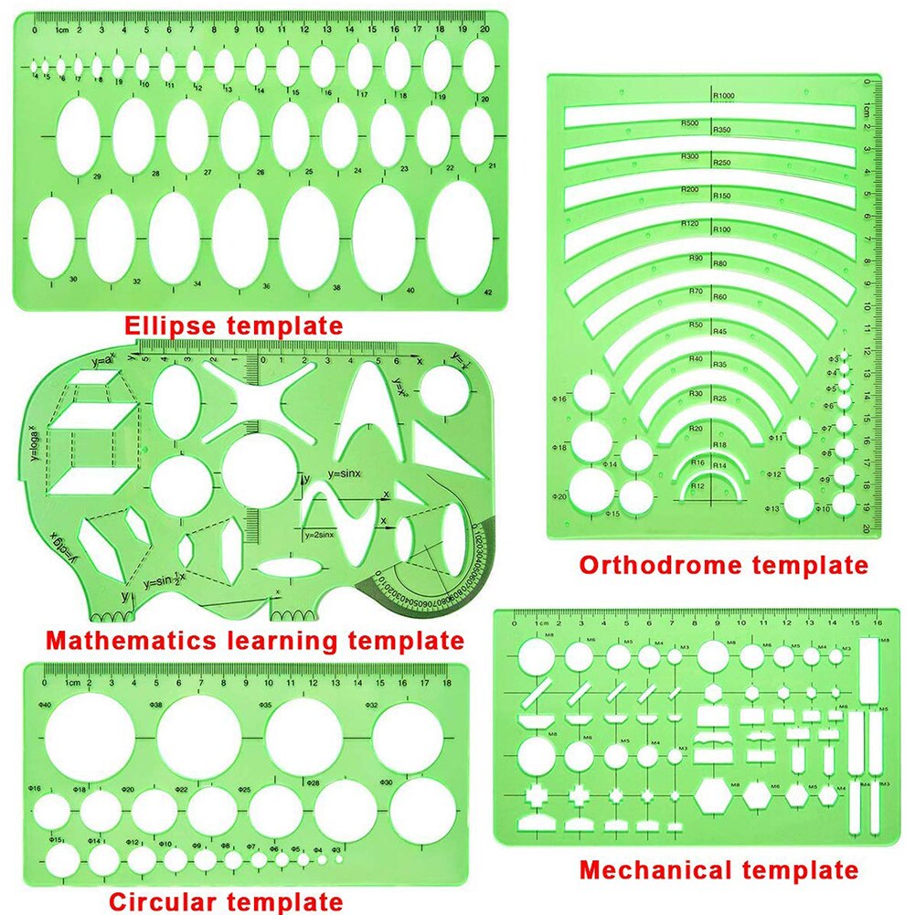 11 Pcs Rulers Practical Math Drawings Templates Measuring Work School Geometry Stencils Set Multifunction Learn Architecture