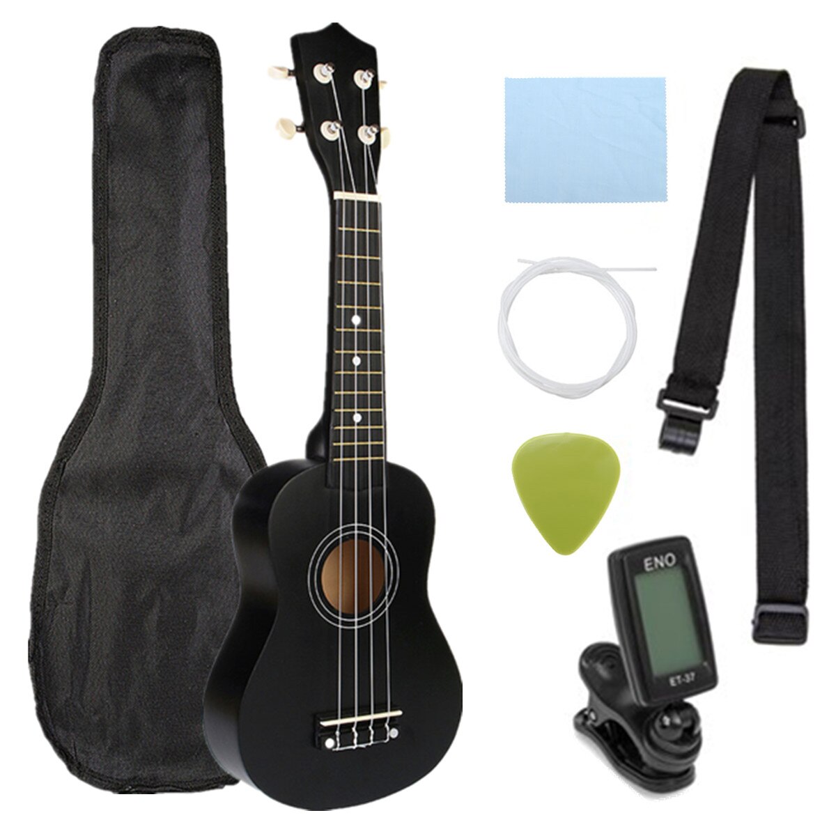 21 inch Soprano 4 Strings Hawaiian Guitar Basswood Guitar Kids Musical Instruments for Music Beginner: Black