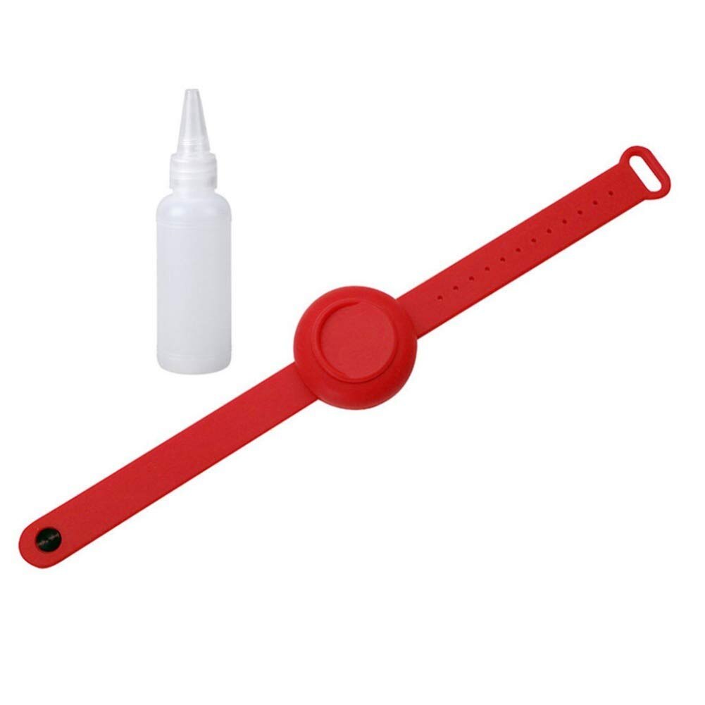 5pc siliconen handdesinfectiemiddel polsbandjes met fles draagbare armband dispenser reisdesinfectiegel houder draagbare lege fles: 5 stuks rood